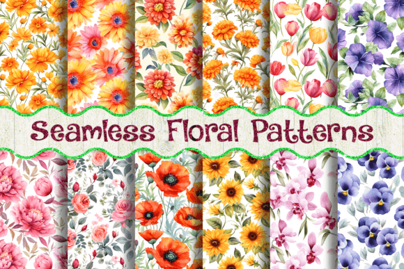 Download Seamless Flowers Patterns - Sea Collection