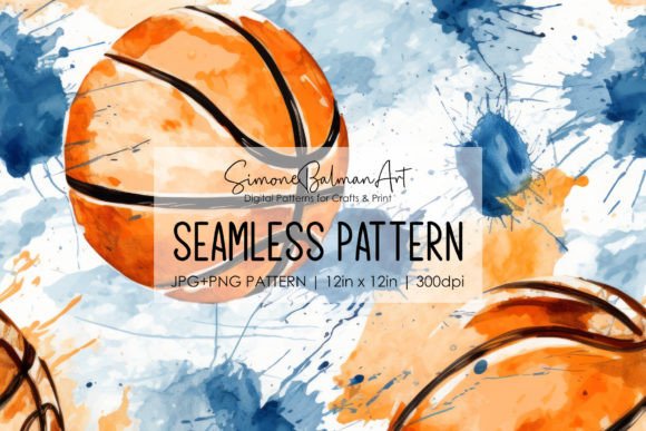 Download Basketball Watercolor Seamless Pattern - Sea Collection