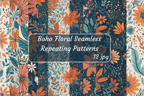 Download Boho Floral Seamless Repeating Patterns - Sea Collection