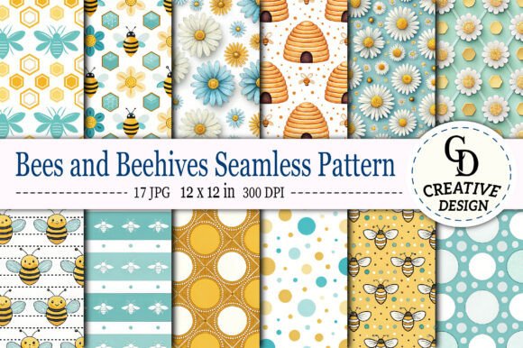 Download Bees and Beehives Seamless Pattern - Sea Collection