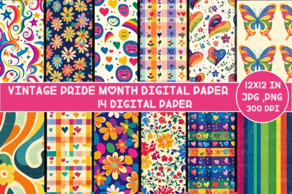 Download Vintage Pride Month Digital Paper - Digital paper Collection