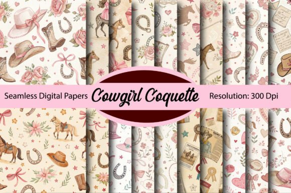 Download Cowgirl Coquette Seamless Digital Paper - Digital paper Collection