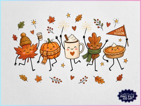Download Cozy Season Fall Doodles Characters PNG - Sea Collection