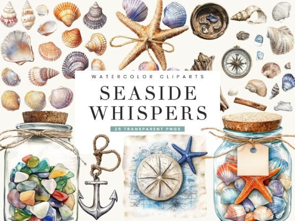 Download Watercolor Seaside Whispers Clipart - Sea Collection