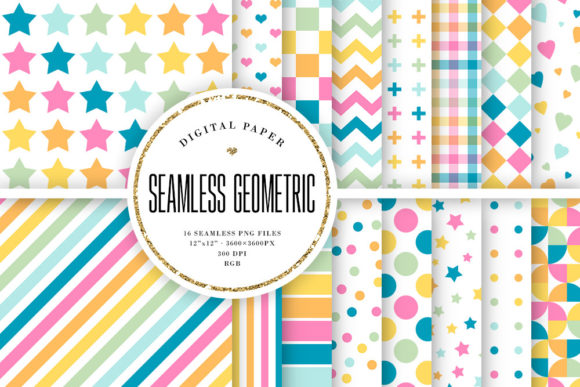 Download Pastel Geometric Seamless Patterns - Sea Collection