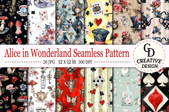 Download Alice in Wonderland Seamless Pattern - Sea Collection