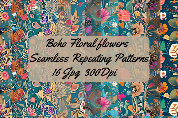 Download Boho Floral Seamless Repeating Patterns - Sea Collection