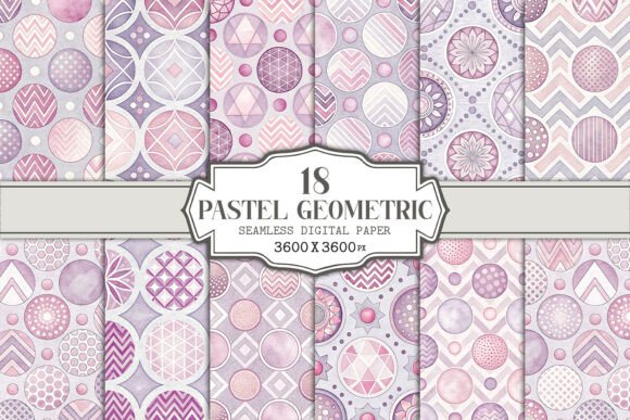 Download Pastel Geometric Seamless Pattern Bundle - Sea Collection