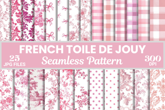 Download Pink French Toile De Jouy Seamless Pattern - Sea Collection