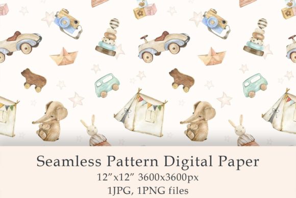 Download Watercolor Kids Seamless Pattern - Sea Collection