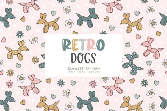 Download Seamless Pattern Retro Dogs 3 - Sea Collection