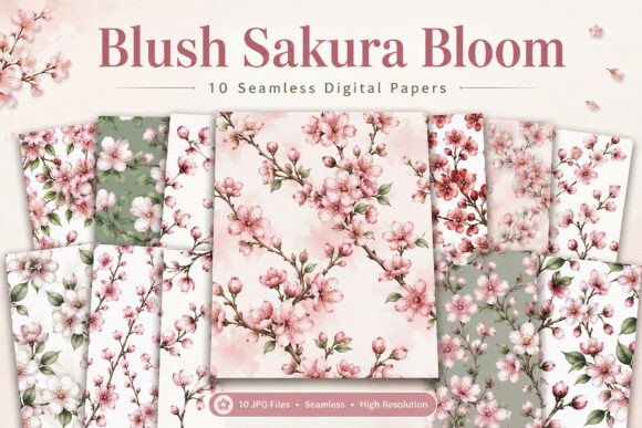 Download Blush Sakura Bloom Seamless Paper Collec - Sea Collection