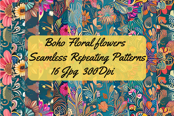 Download Boho Floral Seamless Repeating Patterns - Sea Collection