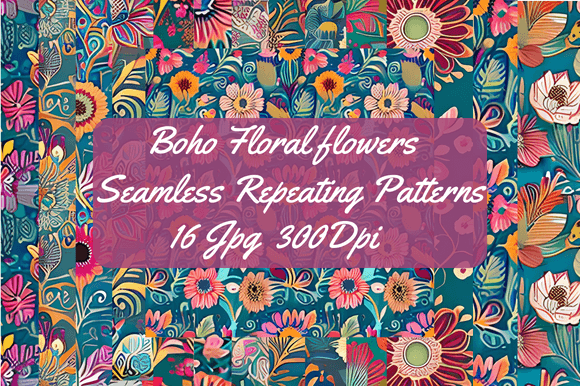 Download Boho Floral Seamless Repeating Patterns - Sea Collection