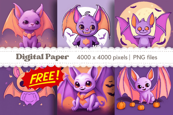 Download 6 Freebie Halloween Bat Digital Paper - Digital paper Collection