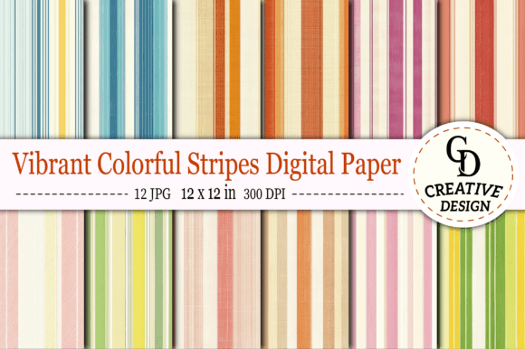 Download Vibrant Colorful Stripes Digital Paper - Digital paper Collection