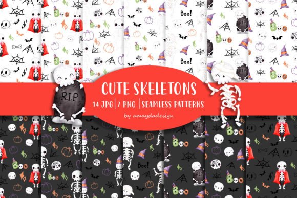 Download Halloween Skeletons Seamless Pattern - Sea Collection