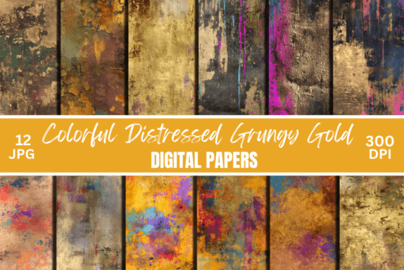Download Colorful Grungy Gold Digital Paper - Digital paper Collection