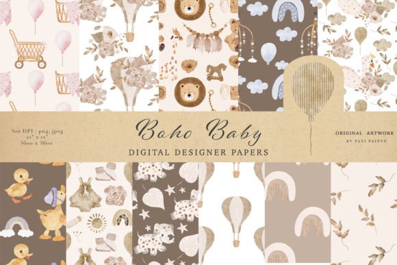 Download Boho Baby Watercolor Seamless Pattern - Sea Collection