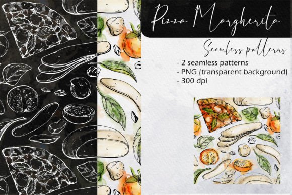 Download Pizza Margherita: Seamless Patterns - Sea Collection