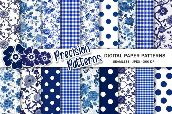 Download Blue Toile Digital Paper Pack, Vintage - Premium Bundle