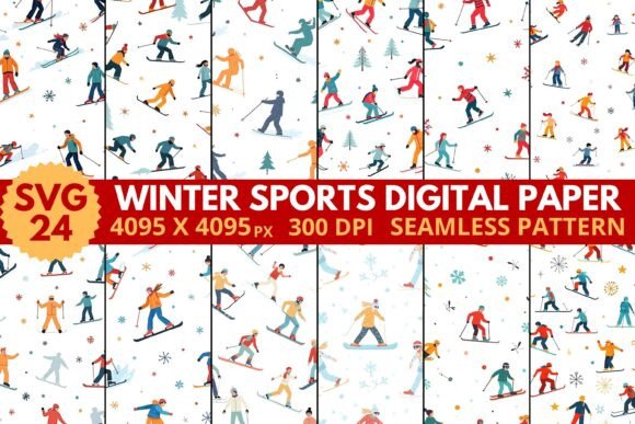 Download Winter Sports Digital Paper - Digital paper Collection