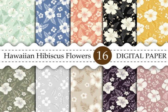 Download Hawaiian Hibiscus Flowers Digital Paper - Digital paper Collection