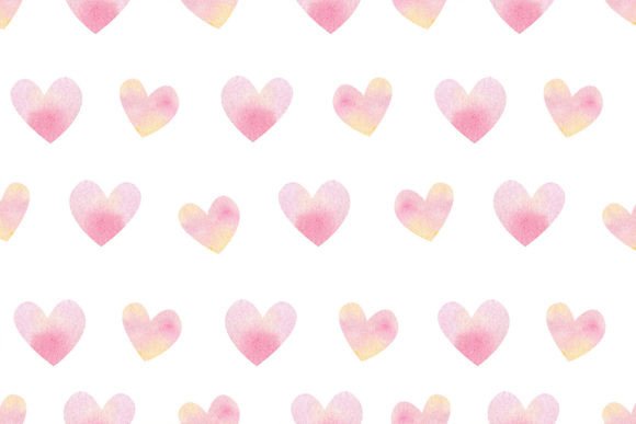 Download Watercolor Pink Hearts Seamless Pattern - Sea Collection