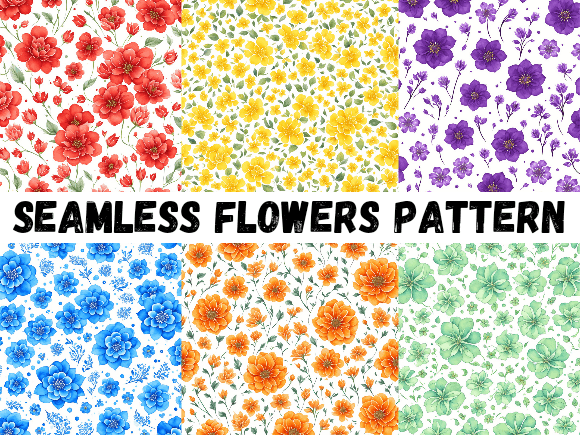 Download Seamless Flowers Background Pattern - Sea Collection