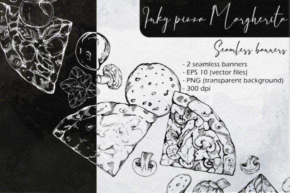 Download Inky Pizza Margherita: Seamless Banners - Sea Collection