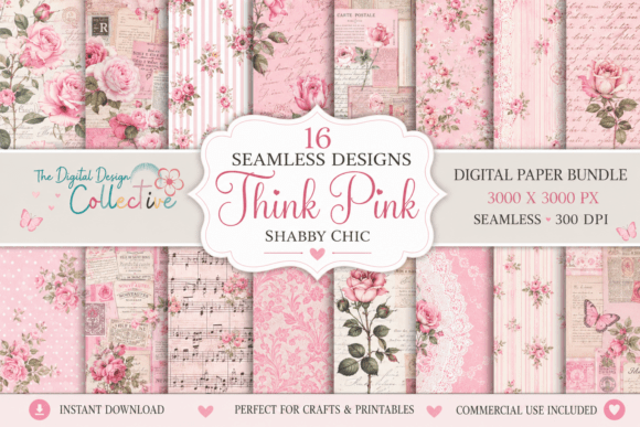 Download Seamless Pink Shabby Chic Papers Bundle - Sea Collection