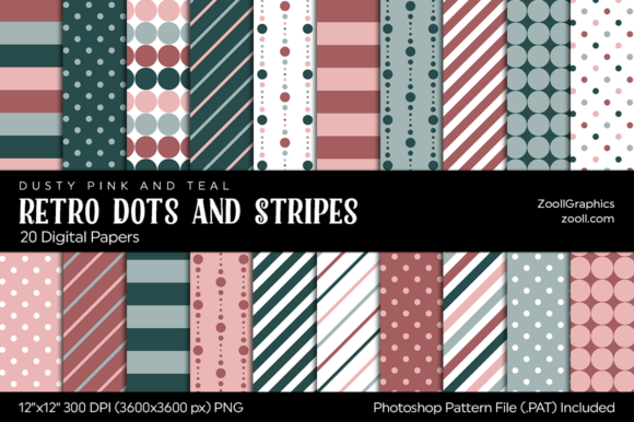 Download Retro Dots and Stripes Digital Papers - Digital paper Collection