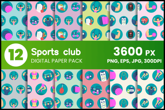 Download Sports Club Digital Paper Set - Digital paper Collection