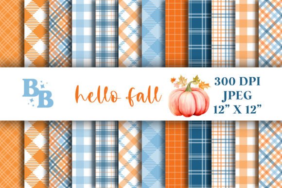 Download 12" Hello Fall Digital Papers Orange Blu - Digital paper Collection