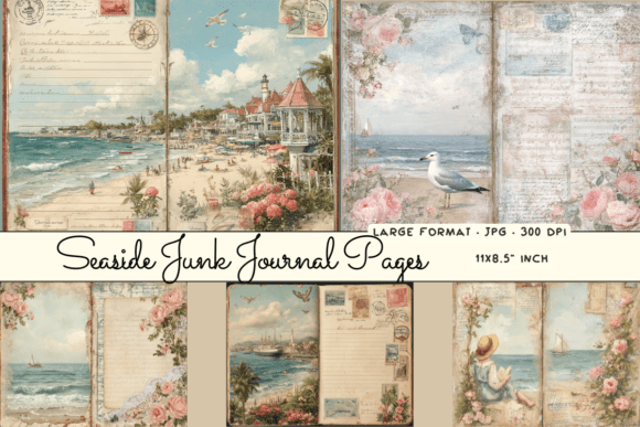 Download Seaside Junk Journal Papers Kit - Sea Collection