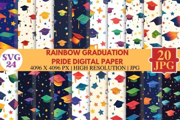 Download Rainbow Graduation Pride Digital Paper - Digital paper Collection