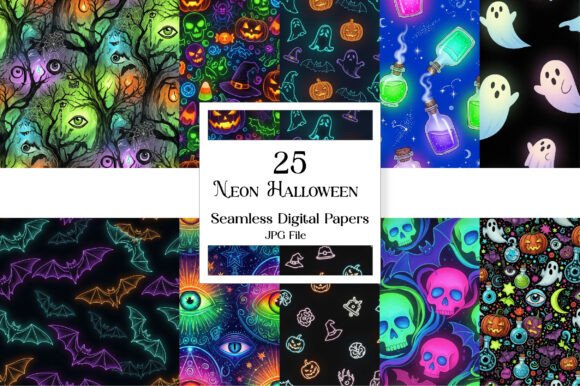 Download Neon Halloween Digital Paper - Digital paper Collection