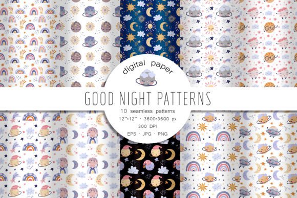 Download Good Night Patterns. Seamless Patterns - Sea Collection