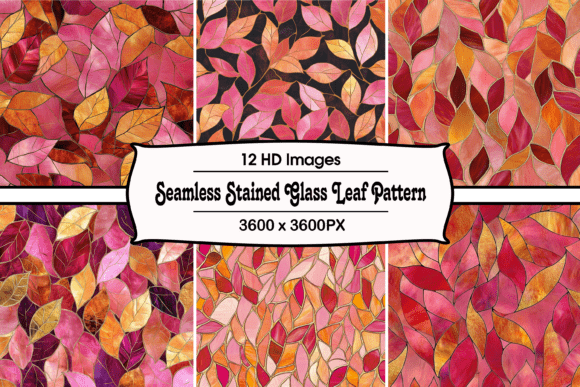 Download Seamless Stained Glass Leaf Pattern - Sea Collection