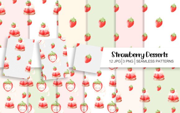 Download Strawberry Dessert Seamless Patterns - Sea Collection