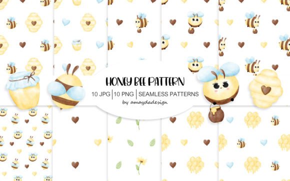 Download Honey Bee Seamless Patterns Background - Sea Collection