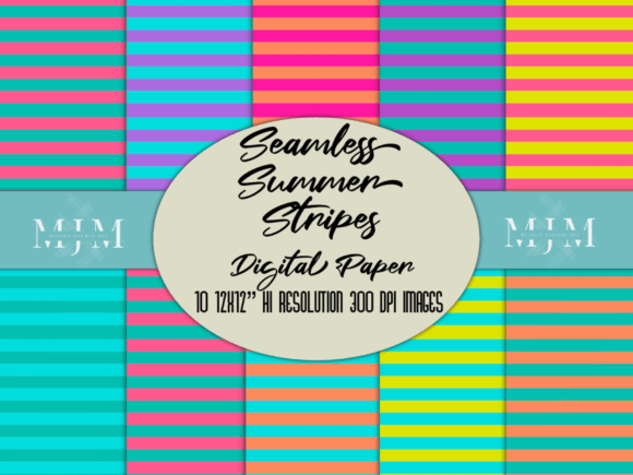 Download Summer Stripes Digital Papers Set - Digital paper Collection