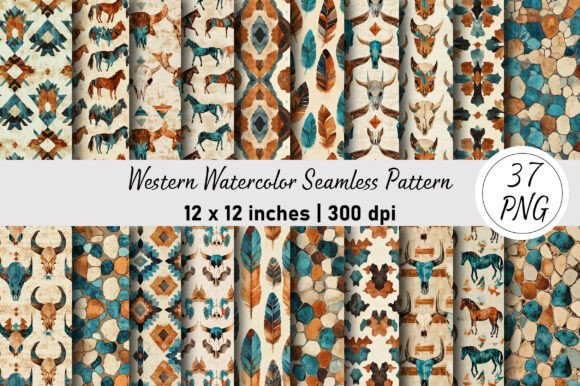 Download Western Watercolor Seamless Pattern - Sea Collection