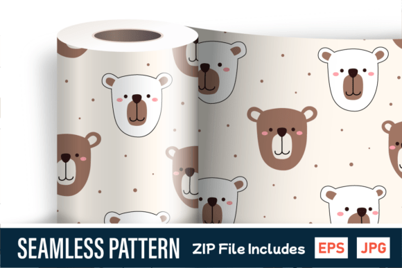 Download Cute Bear Face Seamless Polka Pattern - Sea Collection