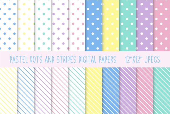 Download Pastel Dots and Stripes Digital Papers - Digital paper Collection