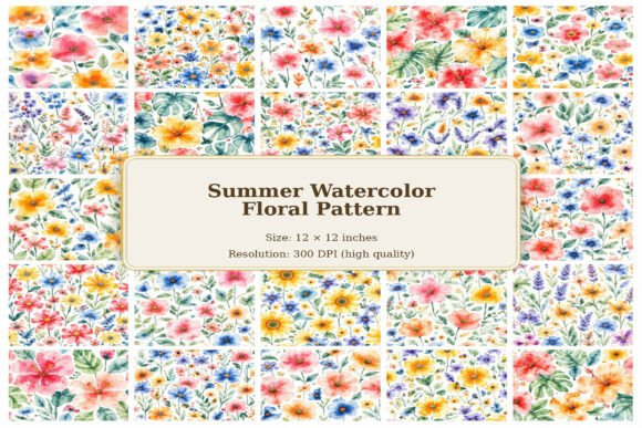 Download Watercolor Summer Seamless Flowers - Sea Collection