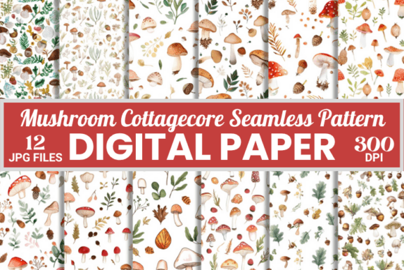 Download Mushroom Cottagecore Seamless Patterns - Sea Collection