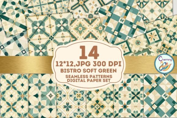 Download Digital Papers Set: Vintage Soft Green - Digital paper Collection