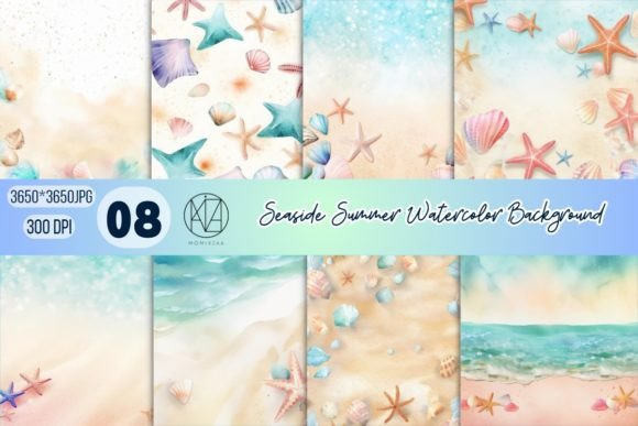 Download Seaside Summer Watercolor Background - Sea Collection