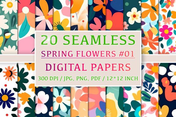 Download 20 Seamless Spring Flower Patterns #1 - Sea Collection